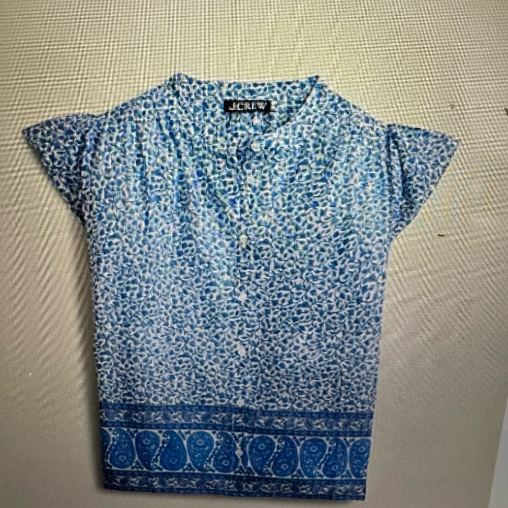 J.Crew Blue Paisley Print Top